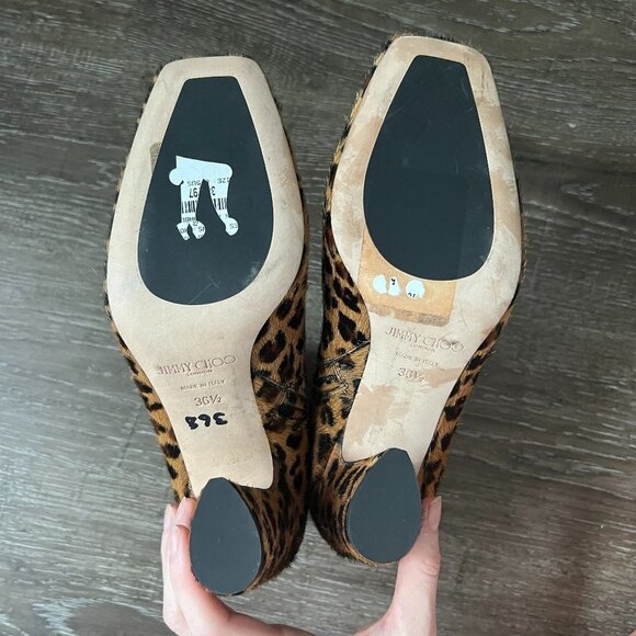 NEW Jimmy Choo Leopard Calf Hair Square Toe Ankle Booties - Picture 5 of 8